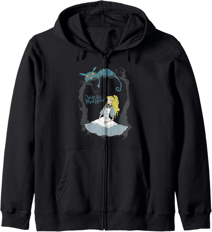 Alice In Wonderland Cheshire Grinning Cat We're All Mad Here Kapuzenjacke