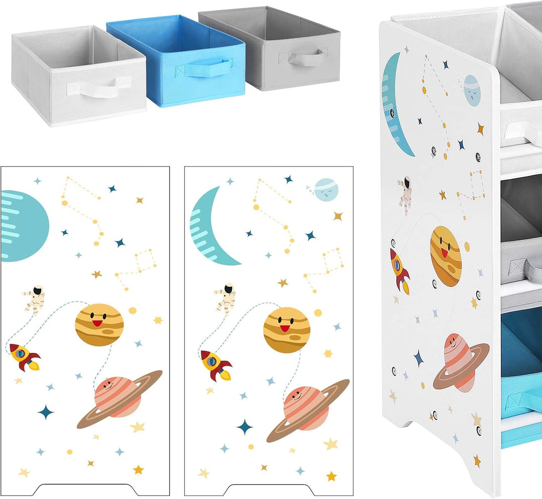 SONGMICS Kinderzimmerregal, Spielzeug-Organizer, Bücherregal für Kinder, mit 9 Aufbewahrungsboxen au