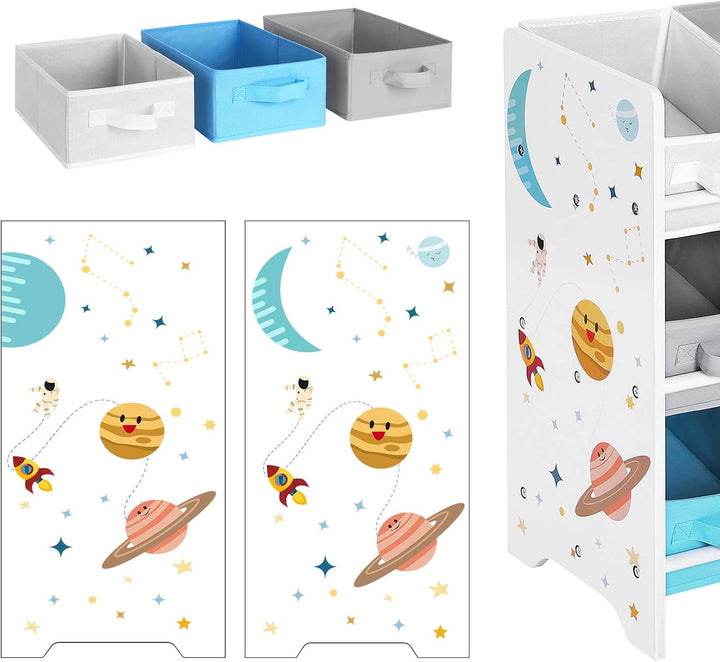 SONGMICS Kinderzimmerregal, Spielzeug-Organizer, Bücherregal für Kinder, mit 9 Aufbewahrungsboxen au