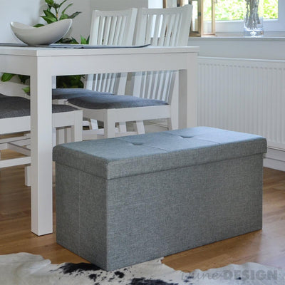 DuneDesign Sitzbank mit 80L Stauraum - 76x38x38 cm Sitzhocker - Faltbare Sitztruhe mit Trennwand Tru