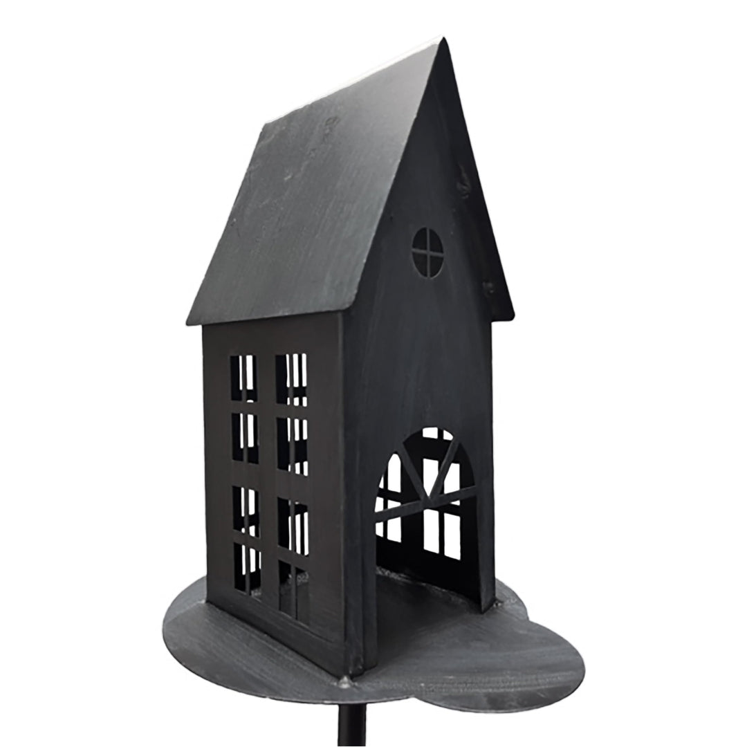 Metall Gartenstecker Haus in anthrazit - H 75 cm - Gartendeko Beetstecker Windlicht - Frühling Somme
