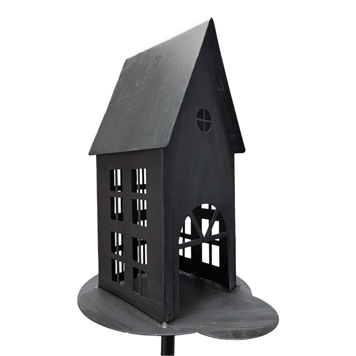 Metall Gartenstecker Haus in anthrazit - H 75 cm - Gartendeko Beetstecker Windlicht - Frühling Somme