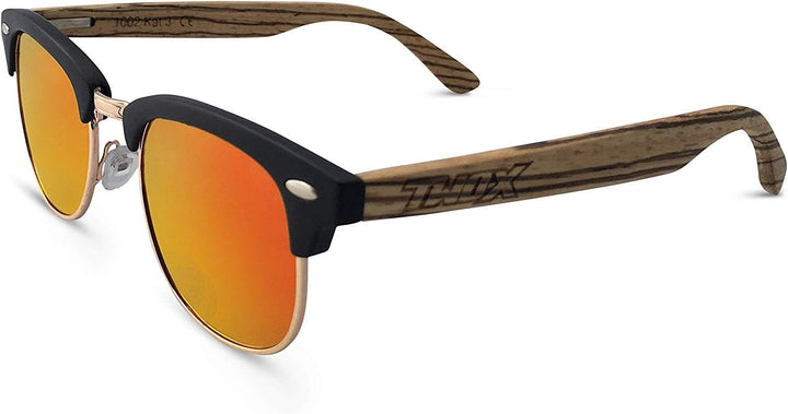 TWO-X Sonnenbrille WF orange verspiegelt 50er 70er Vintage Holzbügel