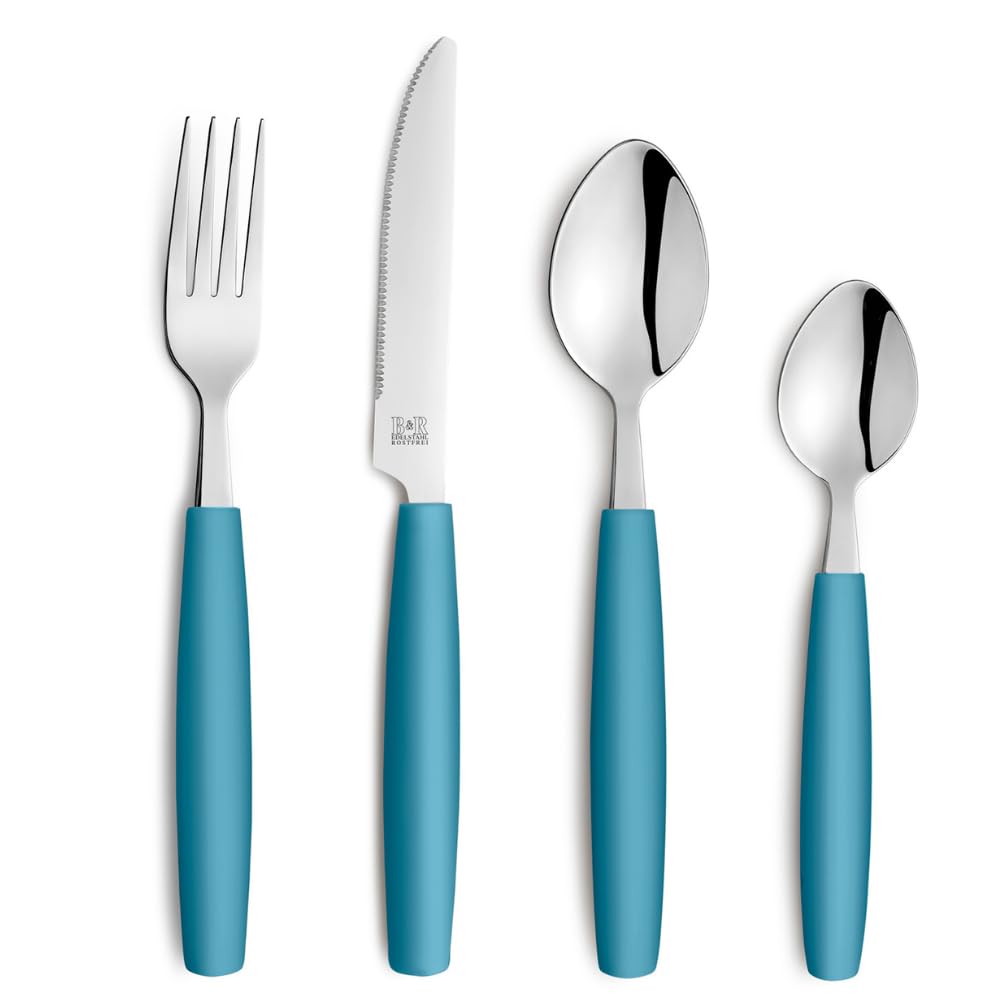 Beckmann & Rommerskirchen 2515 VALOA Besteck Set 4 Personen | 16-teilig | Petrol | Spülmaschinenfest