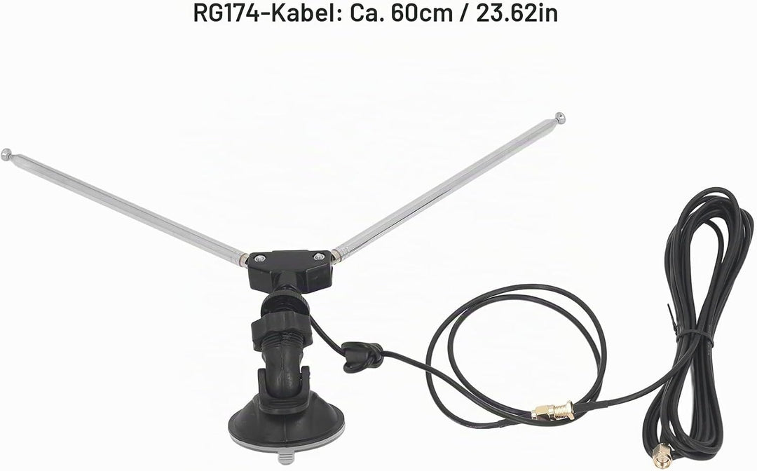 SDR-Empfängerantenne, Mehrzweck-Dipolantennenset mit 60 cm langem RG174-Kabel und SMA-Stecker für SD