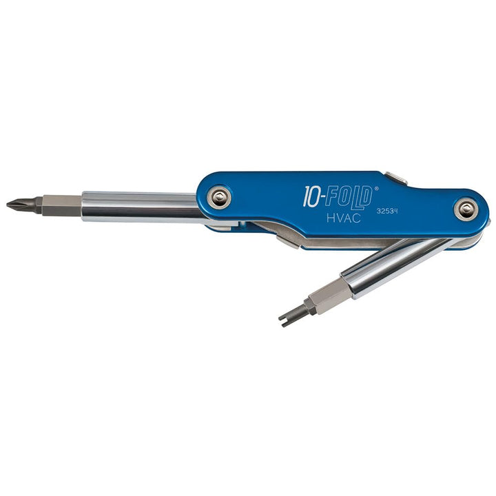 Klein Tools 32534 10-fach Falt-Schraubendreher mit Schrader-Ventilkern