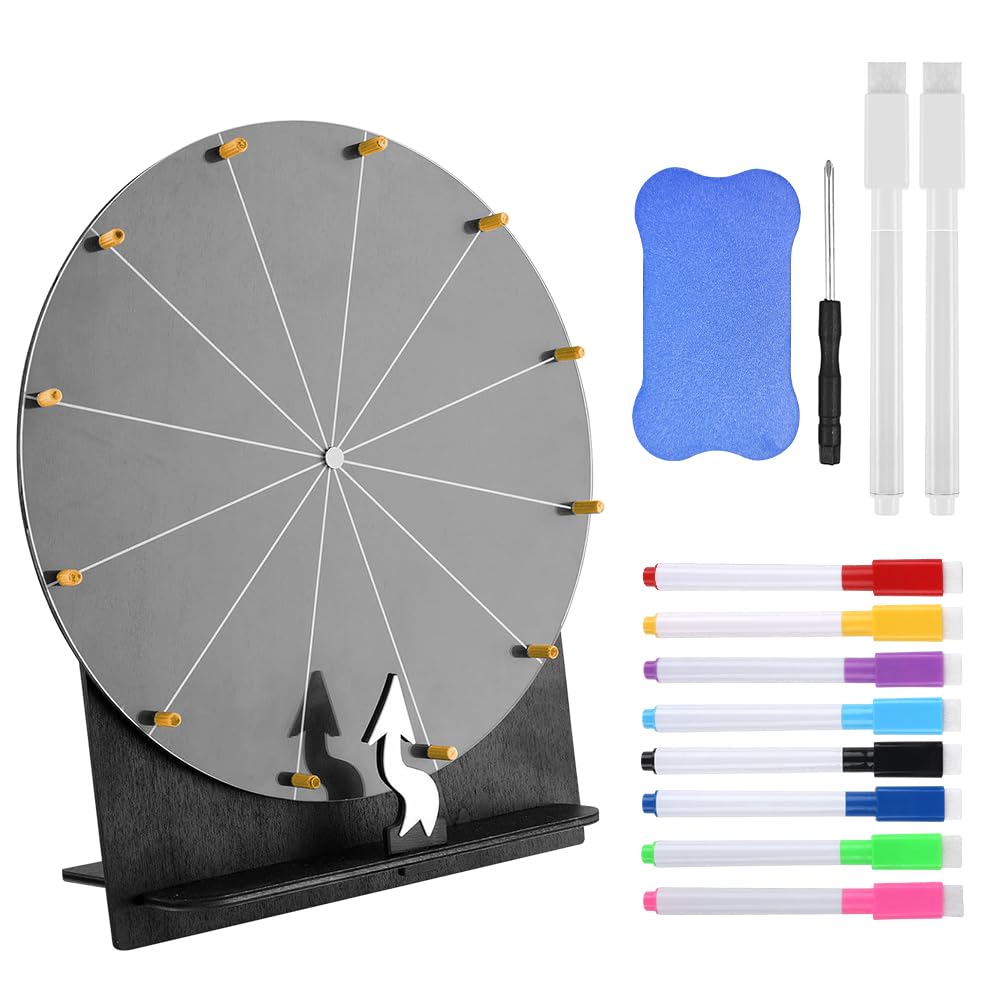 Glücksrad zum Drehen, 29cm Hölzernes Glücksrad, Gluecksrad Gluecksrad,12 Slots Roulette Spinner des