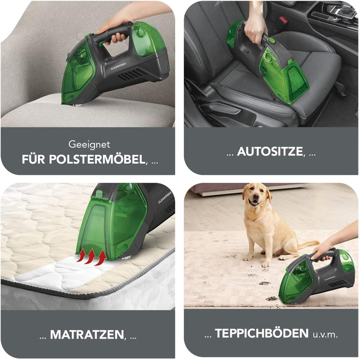 CLEANmaxx Polster- & Teppichreiniger | kabellos, tragbar und handlich | geeignet für Polstermöbel, M