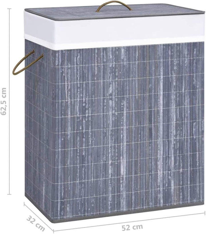 WIFESE Bambus-Wäschekorb Grau 100 L52x32x62,5 cm Wäschetonne Laundry Baskets Wäschekorb mit Deckel K
