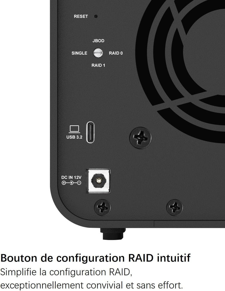 TERRAMASTER D2-320 USB 3.2(Gen2) 10Gbps-Speicher Externes Festplattengehäuse Support RAID 0/1/Single