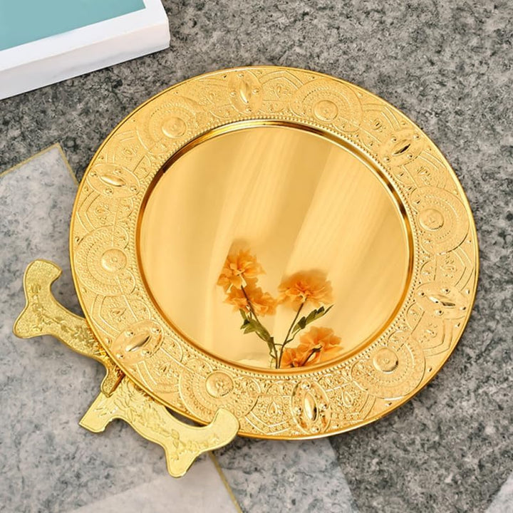 Runder Metallteller Elegantes Serviertablett Für Obst Und Snacks Vielseitig Einsetzbar Im Wohn Und G