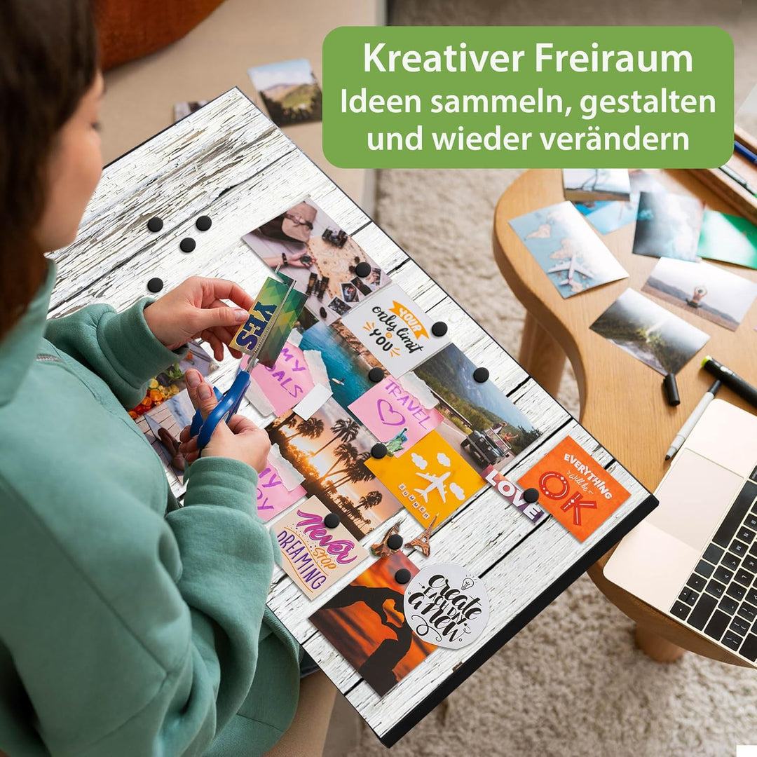 banjado Magnettafel schwarz 78 x 37cm / Magnetwand Metall/Magnetpinnwand als Memoboard/Pinnwand Magn