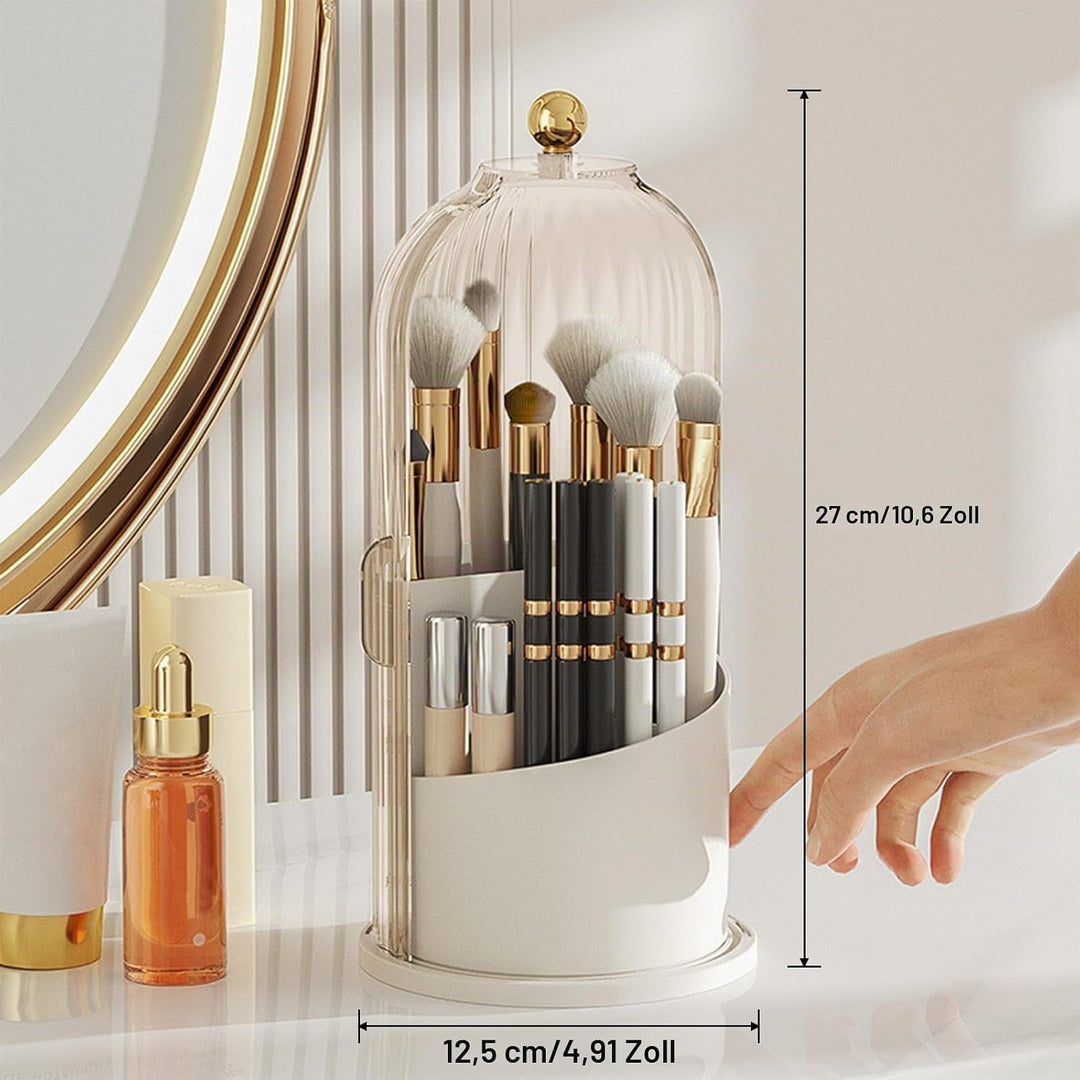 Rotierender Pinselhalter mit 360° Drehung und staubdichtem Deckel - Platzsparender Organizer für Kos