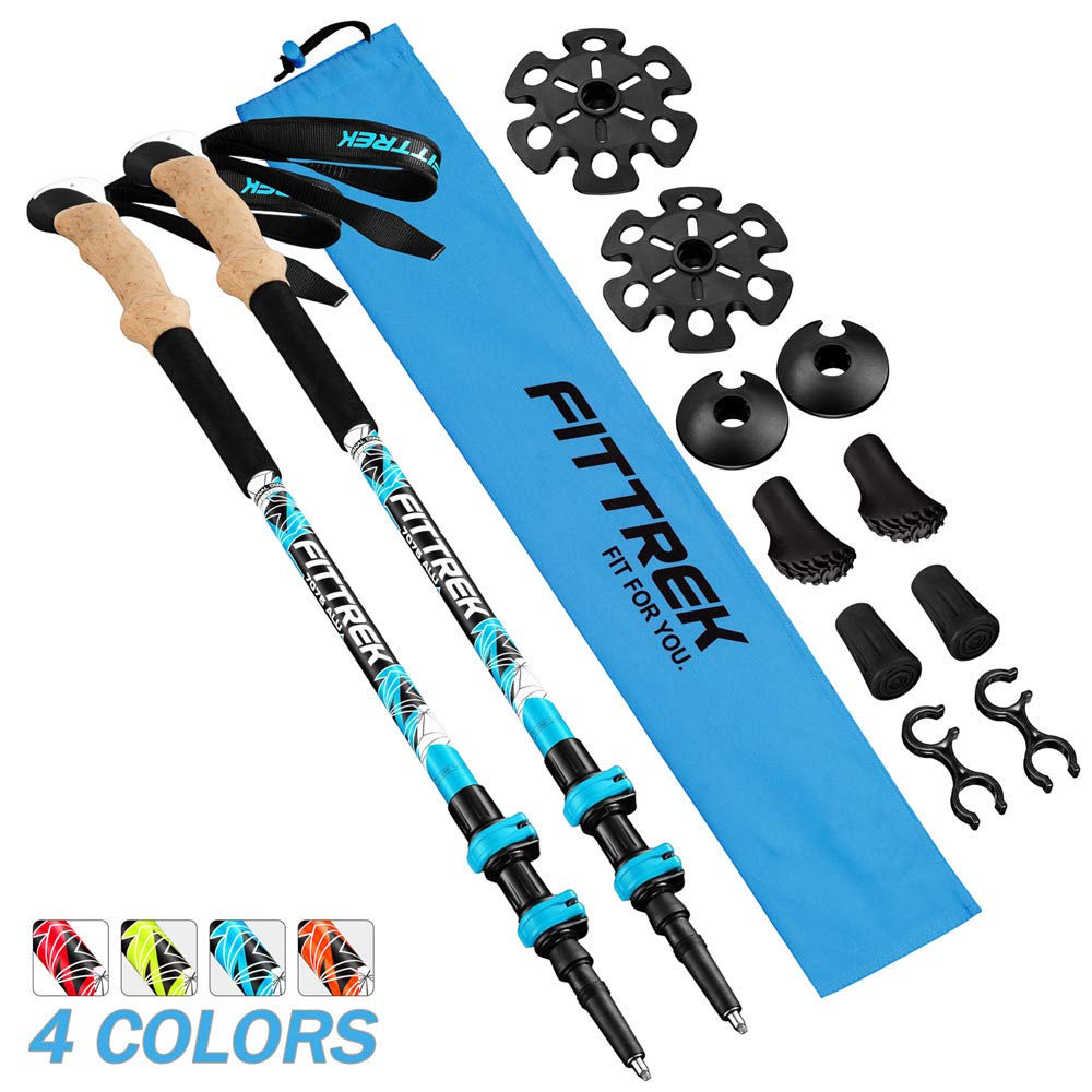 FitTrek Wanderstöcke - Trekkingstöcke Kork - Walking Stöcke Teleskop - Nordic Walking Stock Verstell