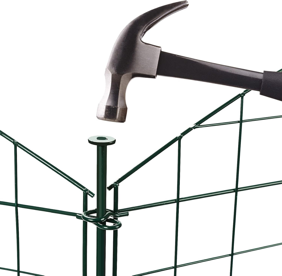 Herrselsam Teichzaun, 10tlg Set Gartenzaun Metall mit 22 Zaunelemente-10 Zaunelemente und 12 Befesti