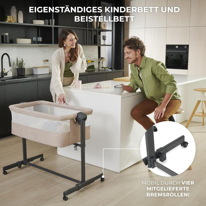 Kinderkraft Neste UP2 Beistellbett 2 in 1, Kinderreisebett mit Matratze Laken, 5-stufige Matratzenhö
