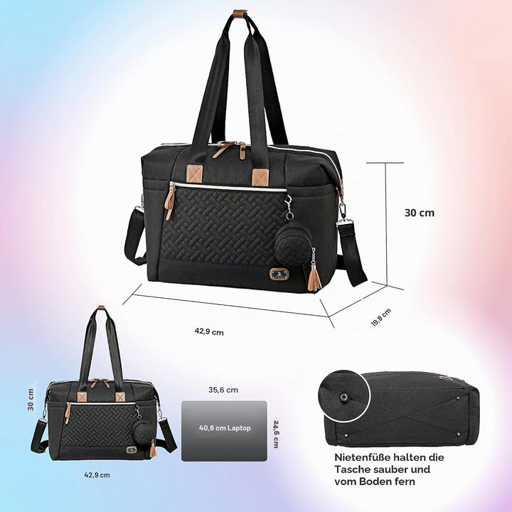 Dikaslon Wickeltasche mit Schnullertasche und Wickelunterlage, Grosse Reisewindeltasche für Mama und