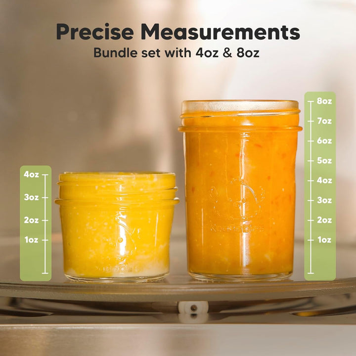 8-Pack Babybrei Einfrieren Behälter Glas - Beikost Baby Zubehör, Mikrowellen Babybrei Behälter, Leck
