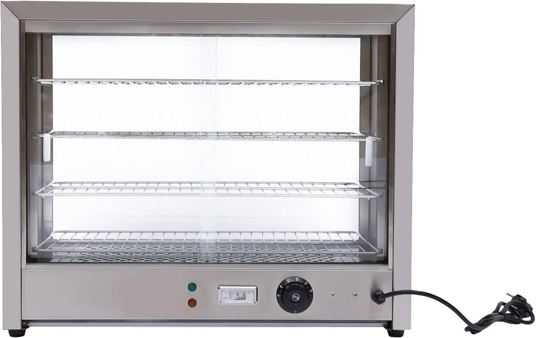 Heisse Theke Warmhaltevitrine Wärmetheke, Edelstahl und gehärtetes Glas Vitrine Warmhaltetheke Heiss