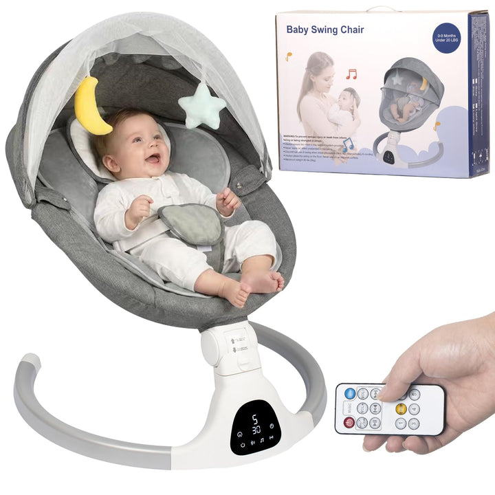 Elektrische Babywippe für Säuglinge bis 9 kg, klappbar, mit Fernbedienung & Bluetooth, Timer-Funktio