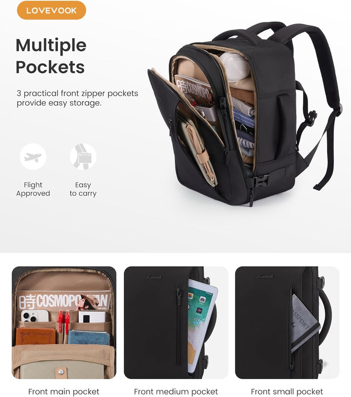 LOVEVOOK Handgepäck Rucksack 40x30x20 Ryanair Reiserucksack Damen Laptoptasche 14 Zoll Carry On Lugg