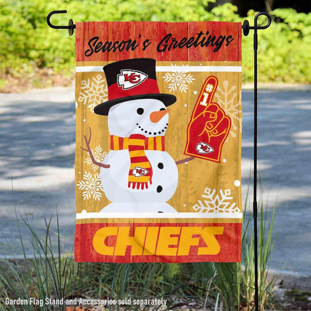 Kansas City Chiefs Urlaub Winter Schnee Garten Flagge Doppelseitiges Banner