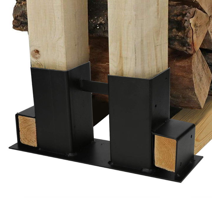 Ansobea Holzstapelhilfe Aussen im 4er Set, Brennholz Holzstapelhalter für Kaminholz, Stabile Holzsta