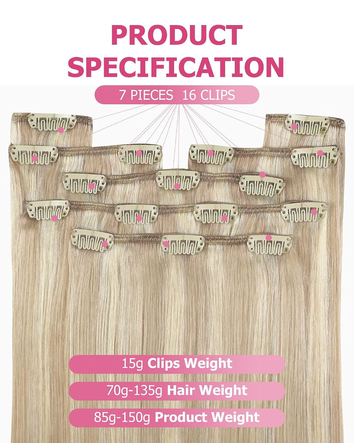 YoungSee Clip in Extensions Echthaar Aschblond Echthaar Extensions Clip Blond Strahnchen Platinblond