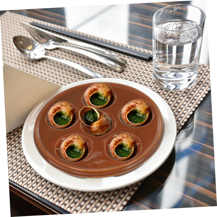 Cabilock Multitools 2 Stücke Schneckenpfanne Keramik Schneckenteller 6 L?Cher Escargot Pan Schnecken