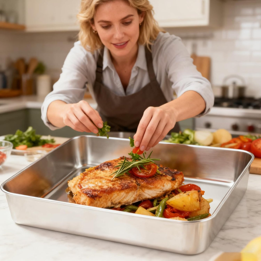 SUNOYA 4 Stück Edelstahl Kastenform, Edelstahl Brotbackform, Eckig Kuchenform Backform 33 X 15 X 6,5