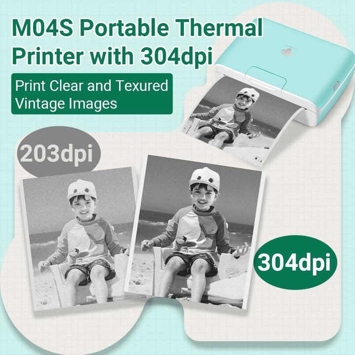 Phomemo M04S 300 DPI Mini Handy Sticker Thermodrucker – Tragbarer Bluetooth Drucker, 53/80/110 mm Dr