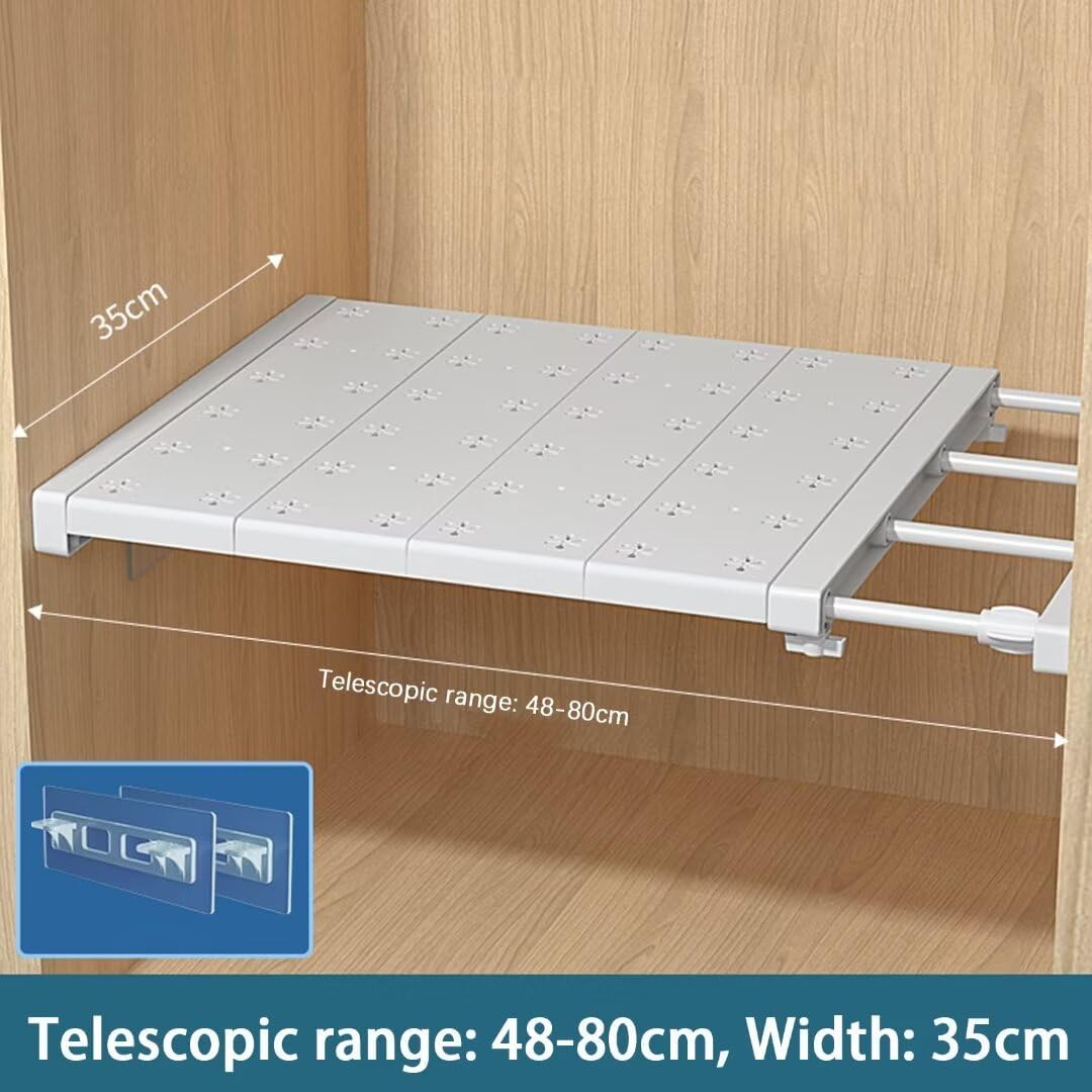 Verstellbare Regale für Schrank, Erweiterbares Einlegeböden Schrankregal, Nagelfrei Teleskop Regaltr