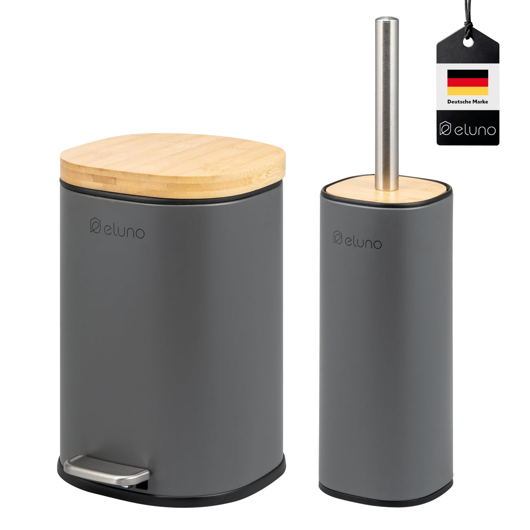 eluno Badezimmer Zubehör Set FRAMURA 2tlg. bestehend aus 1 Kosmetikeimer mit Soft-Close Deckel und 5