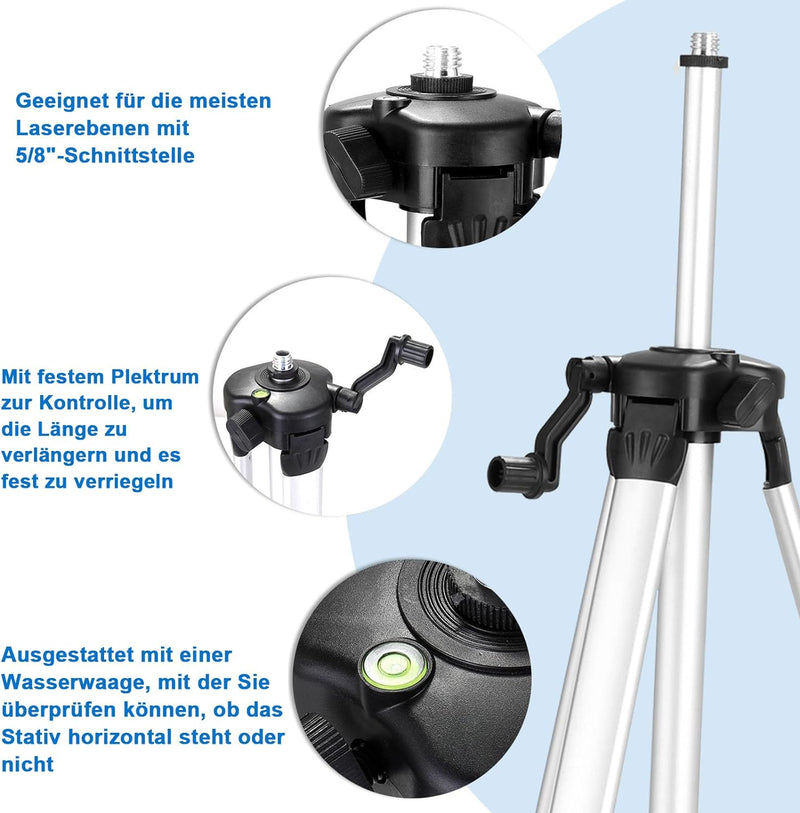 Kreuzlinienlaser mit Stativ Hancaner 4x360° 16 Linien-Linienlaser 3 ° kreuzlinienlaser selbstnivelli