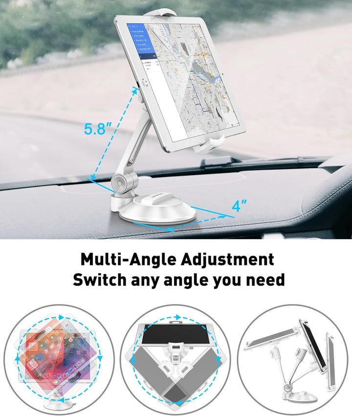 AboveTEK Tablet & Handy Ständer mit Saugnapf – Faltbare 360° Halterung Auto für iPad/Smartphones (4–