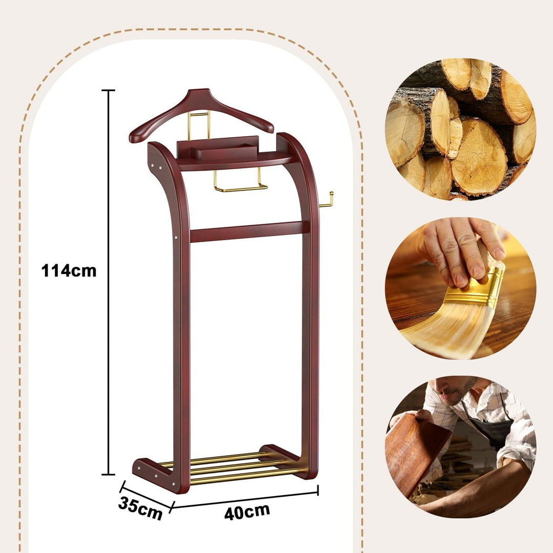 Stummer Diener aus Massiv Holz mit Haken, Stummer Damen Diener mit Hosenbügel, Kleiderbutler Stummer