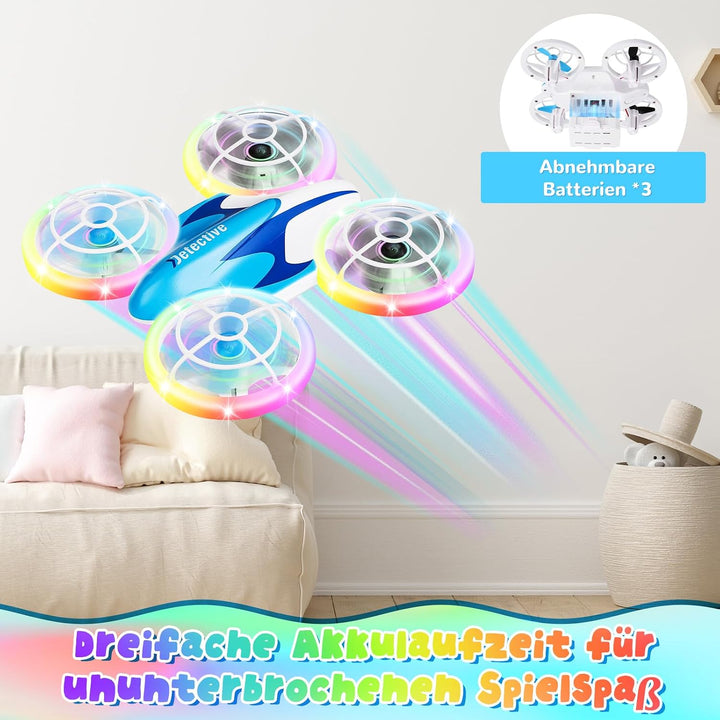 Skeufy Mini Drohne für Kinder, Kinder drohne Spielzeug ab 6+ Jahre, Drone Quadrocopter mit LED Licht