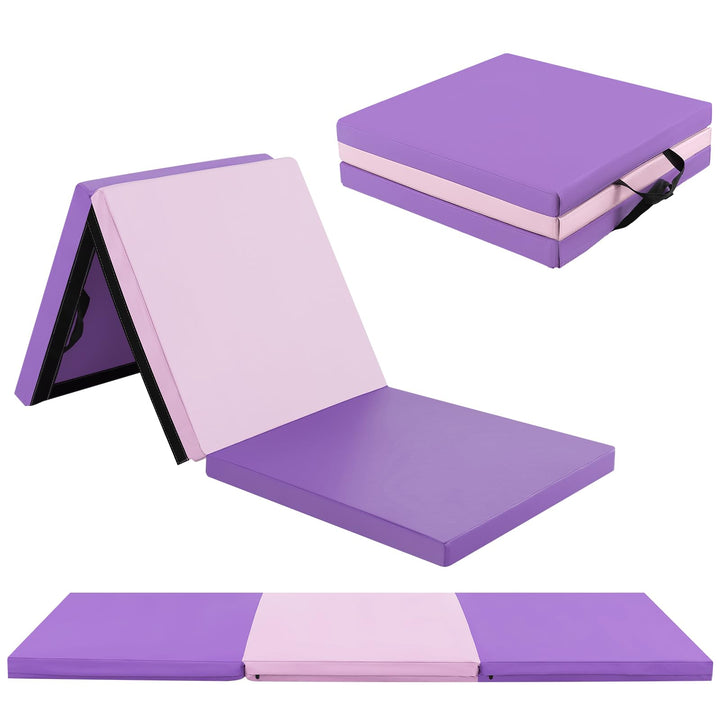 GOPLUS Weichbodenmatte, 180 x 60 x 5 cm Yogamatte rutschfest mit Klettverschlüssen & Tragegriffen, G