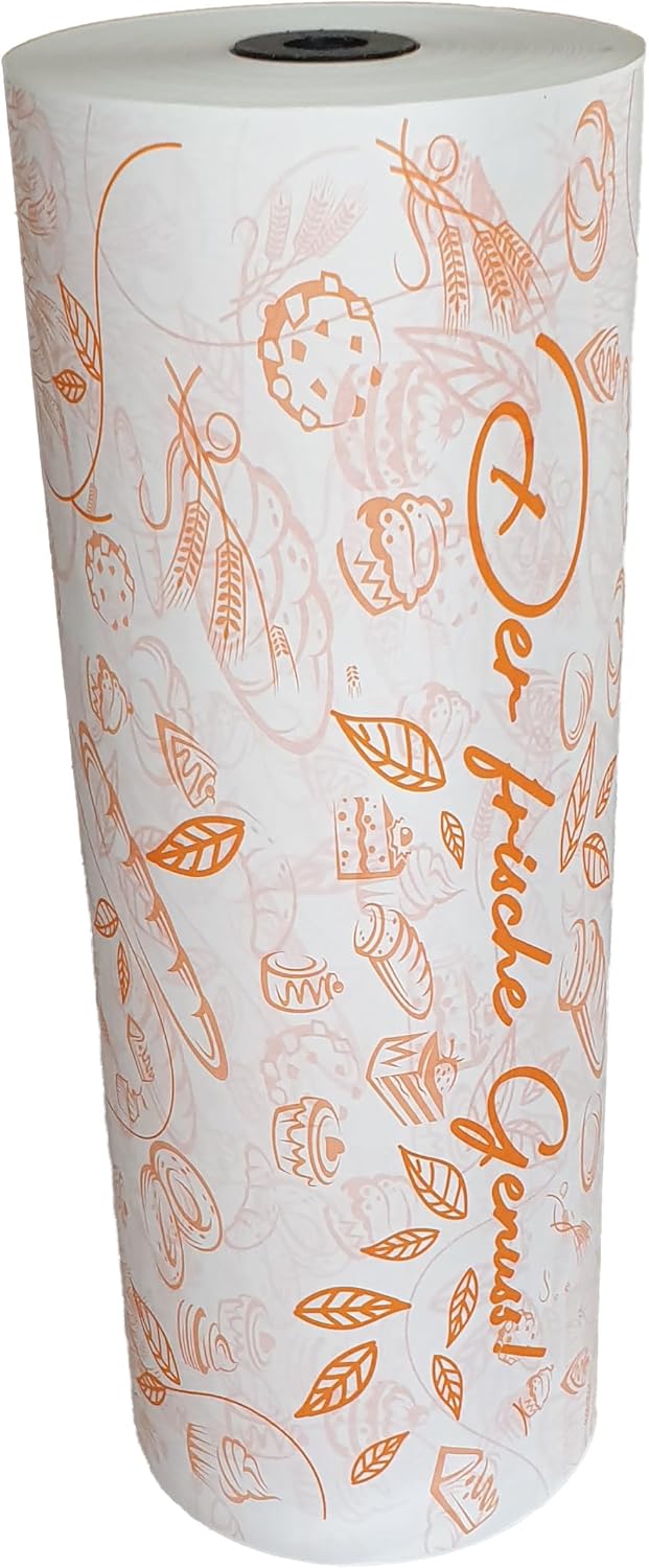 Rollenpapier mit Aufdruck, Bäckerei Einschlagpapier Bäckerseide, 50cm, 1 Rolle mit 10kg