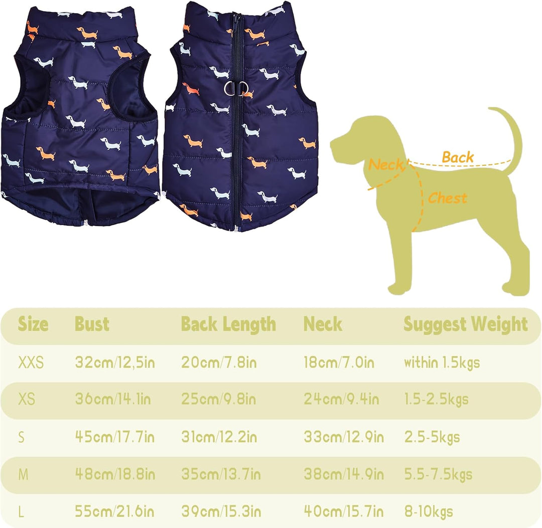 Hundemantel Winter Hundejacke Warme Hundemantel für Kleine Hunde Winddichte Hundeweste mit Geschirr