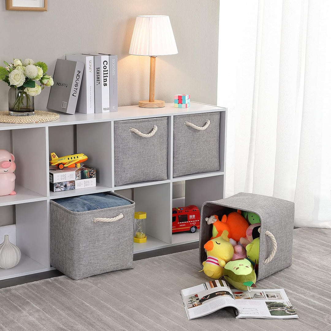 Mangata Aufbewahrungsbox Stoff 33x33x33 cm, aufbewahrungskorb Grau, Korbe Stoff in Würfel für Schran