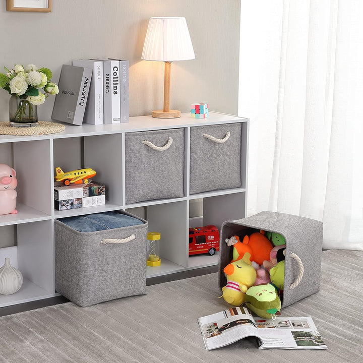 Mangata Aufbewahrungsbox Stoff 33x33x33 cm, aufbewahrungskorb Grau, Korbe Stoff in Würfel für Schran