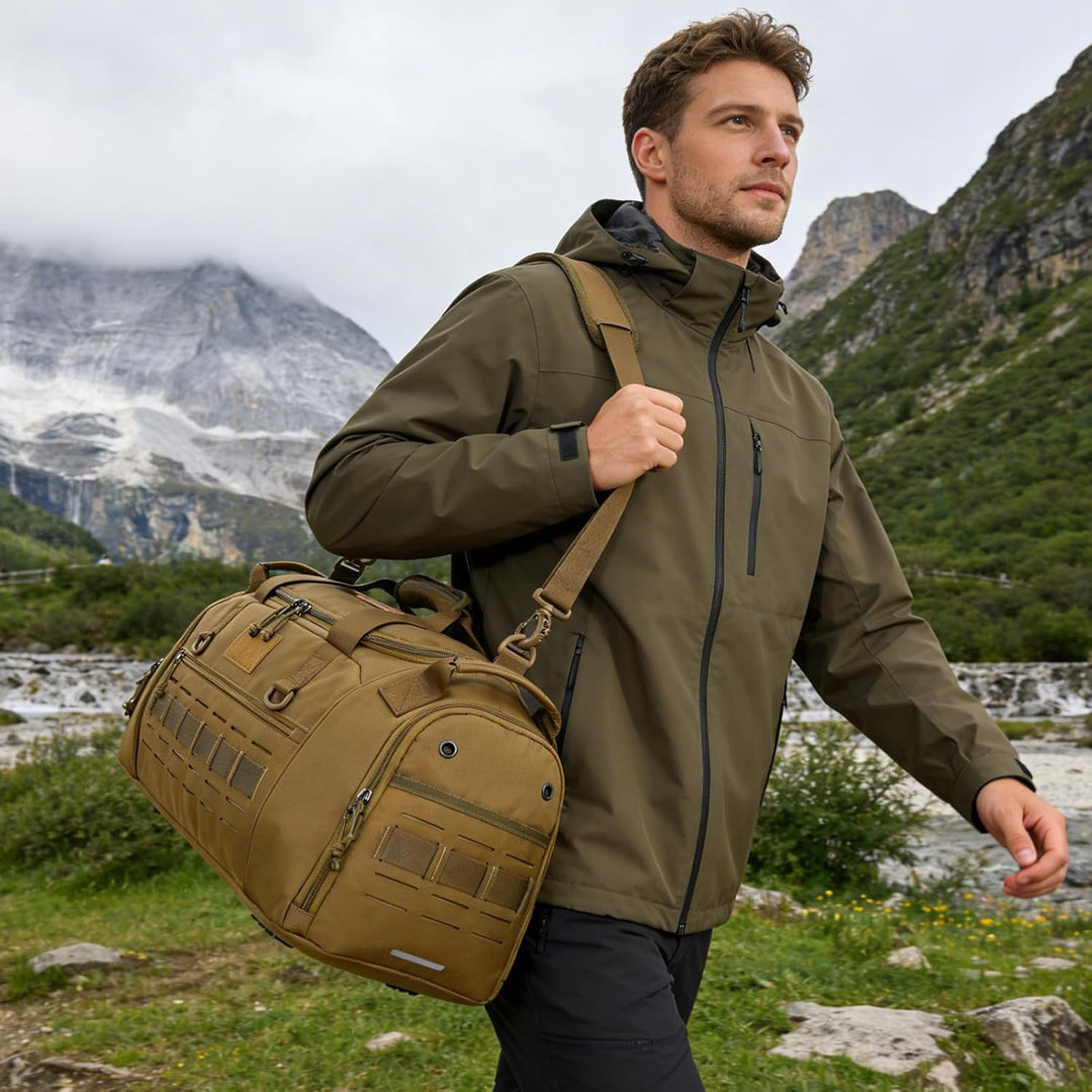 Taktische Sporttasche Herren 45L Reisetasche Mittelgross mit Schuhfach und Laptopfach Leicht Trainin