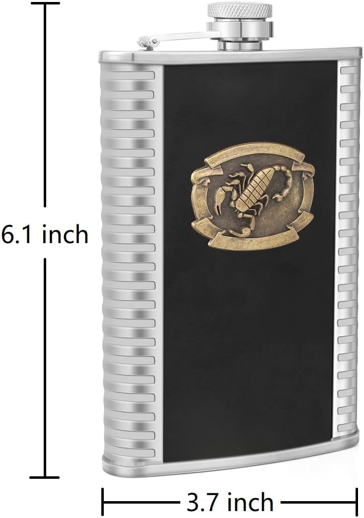 Flachmann mit Trichter und Box, Edelstahl, Skorpion-Muster, 284 ml A. Skorpion 283 g, A. Skorpion 28