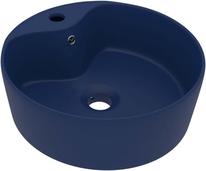 Luxus-Waschbecken mit üBerlauf Matt Dunkelblau 36x13 CM Keramik Waschbecken Waschtisch Aufsatzwaschb
