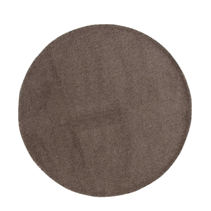 Carpetsale24 Dichter Kurzflor Teppich Wohnzimmer Mokka 120 cm Rund Modern Einfarbig Design - Flausch