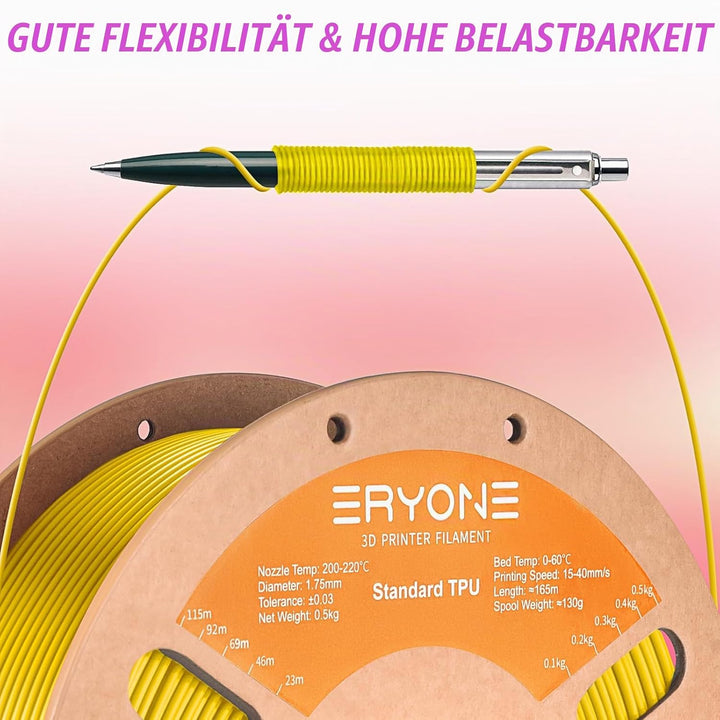 ERYONE TPU Filament 1.75mm, 3D Drucker Filament,Flexible TPU Filament, TPU 95A, Massgenauigkeit +/-