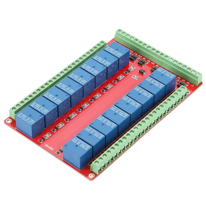 Relaisplatine, 16-Kanal-Relaismodul Schnittstellenplatine High Low Level Trigger DC 5/12/24V Schnitt