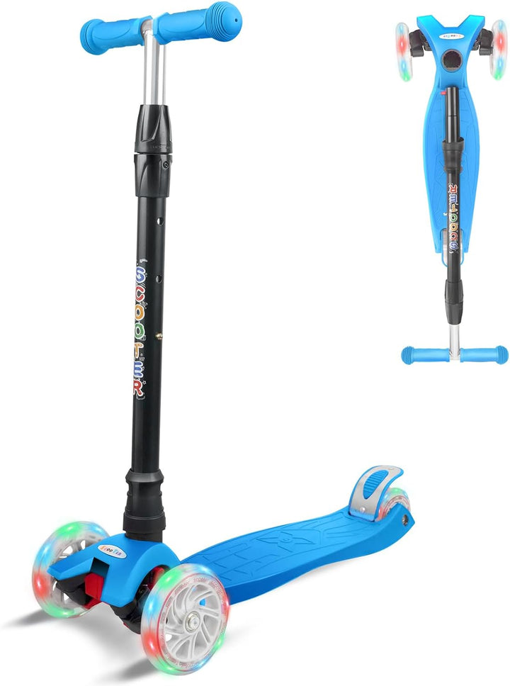 KORIMEFA Scooter Kinder Roller, Dreiradscooter mit PU LED Räder, Leuchtenden Räder, Faltbarer Höhenv