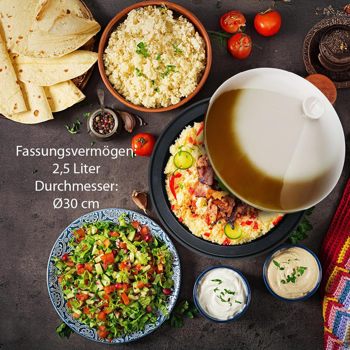 alpina Tajine Topf 2,5L - Geeignet für Induktion - Kochtopf mit Keramikdeckel Ø30cm - Robuster Dampf